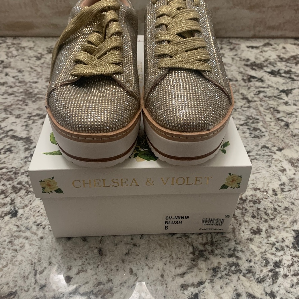 Chelsea & Violet Minie Platform Embellished Lace-Up Sneakers
